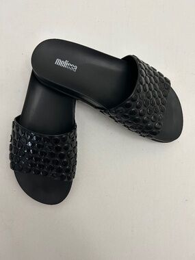 Melissa Polibolha Slide Sandals, Black Size 7 “Bubble Wrap”